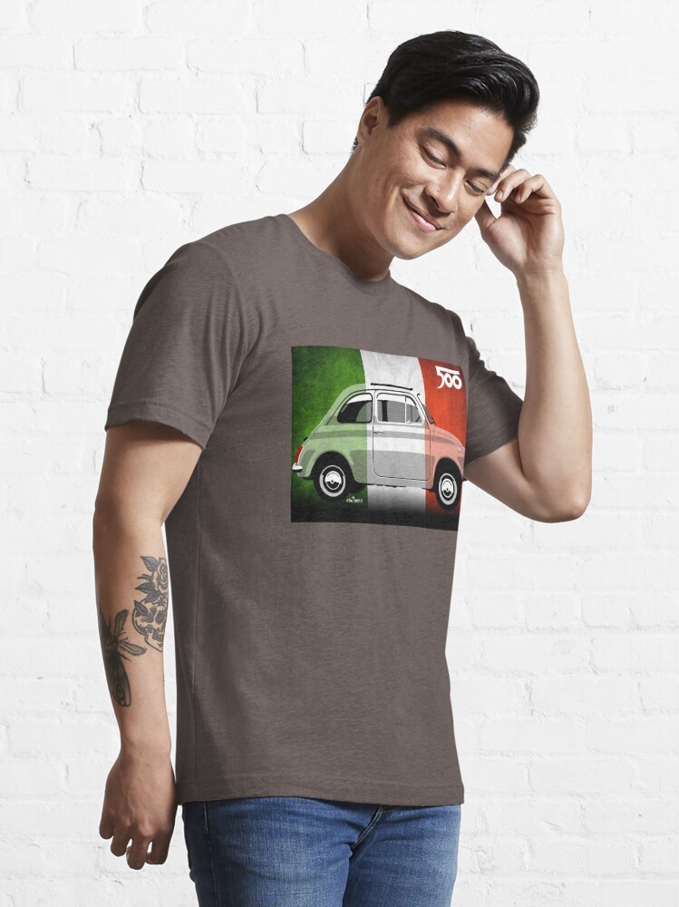 Fiat 500 Italian Flag Stripe T-Shirt by Italy Moda Made in Italy-Medium  (I02)