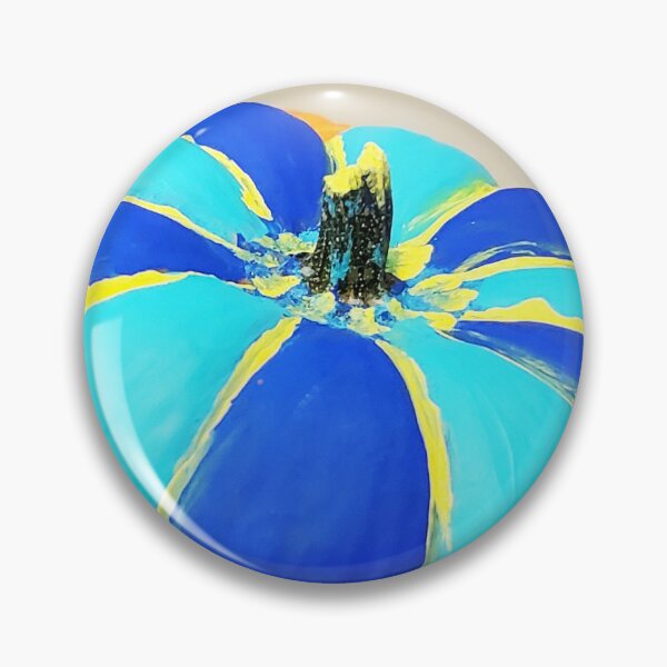Item preview, Painted Pumpkin with Blue and Yellow Colored Stripes designed and sold by Sirieht.