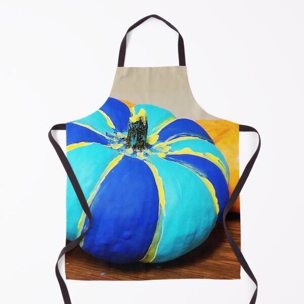 Item preview, Painted Pumpkin with Blue and Yellow Colored Stripes designed and sold by Sirieht.