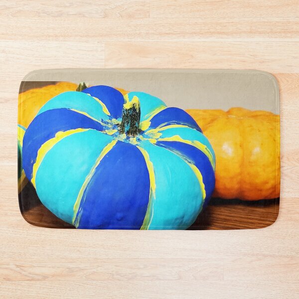 Item preview, Painted Pumpkin with Blue and Yellow Colored Stripes designed and sold by Sirieht.