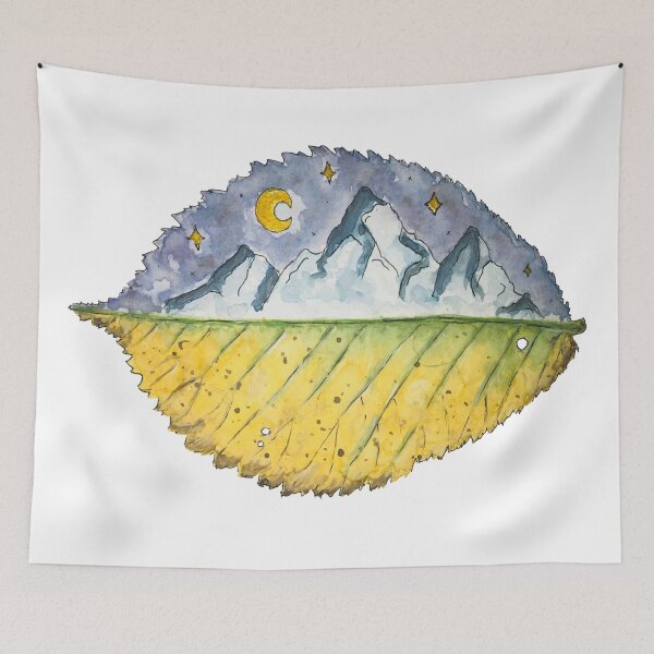 Item preview, Watercolor Mountains Autumn / Light / Watercolor Mountain Leaf / Autumn Leaf / Fall / Mountains / Realistic / Night Sky / Stars / Sticker designed and sold by AnnaWander.
