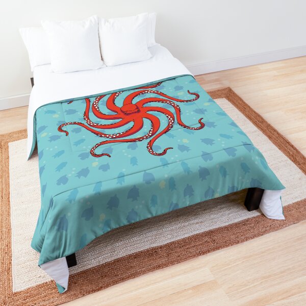 Hypnotic Octopus Red & Fish Comforter
