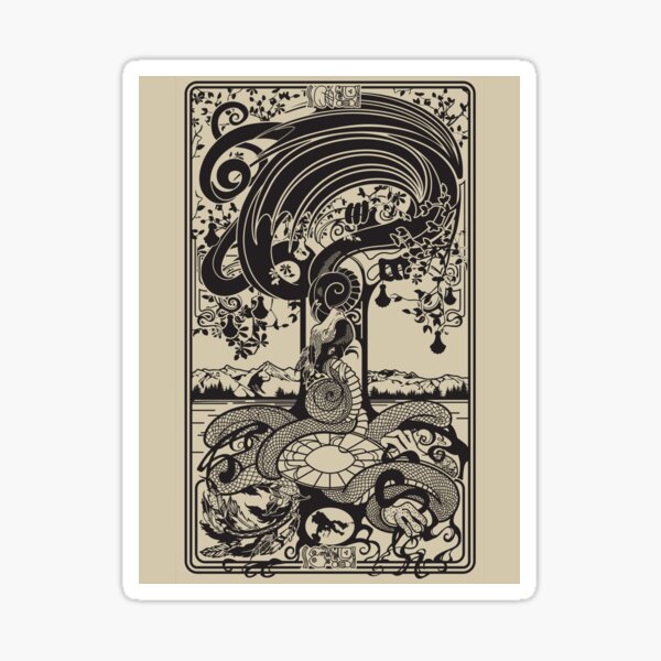Double Dragons of the World Tree Sticker