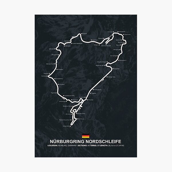 Aperçu de l'œuvre Nürburgring Nordschleife - Plan du circuit créée et vendue par Mapstars.