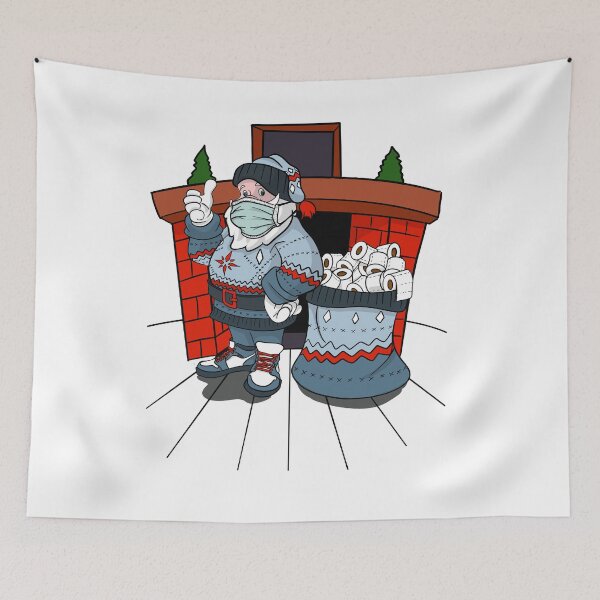 Item preview, Santa with ugly sweater mask and a bag full of toilet papers designed and sold by Trejo.