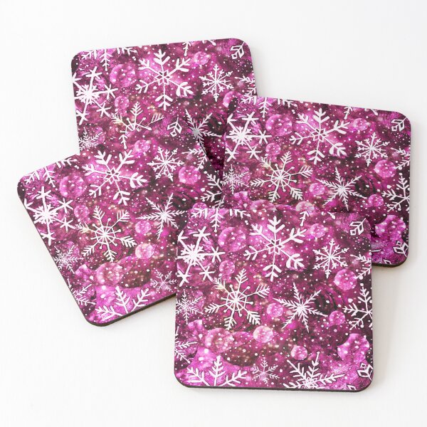 Item preview, pink galaxy snowflakes and stars designed and sold by MagentaRose.