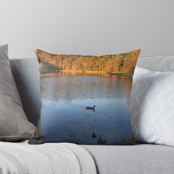 Item preview, Peaceful Blue Lake with a Swimming Duck  designed and sold by YCRDesign.