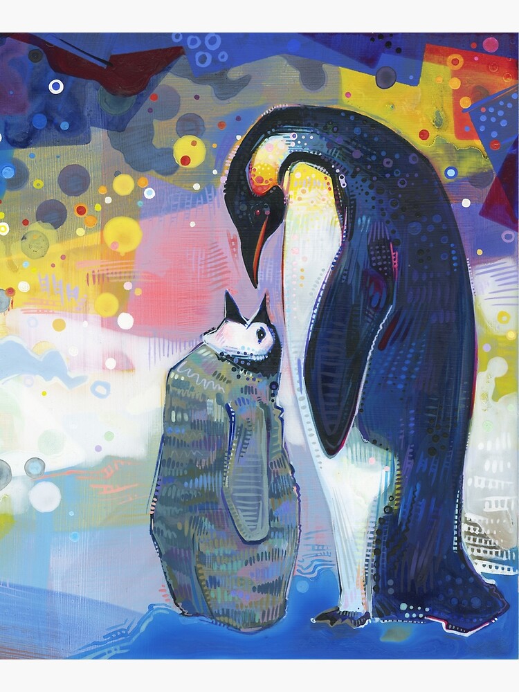 Emperor Penguin Baby and Parent Painting - 2012 by gwennpaints