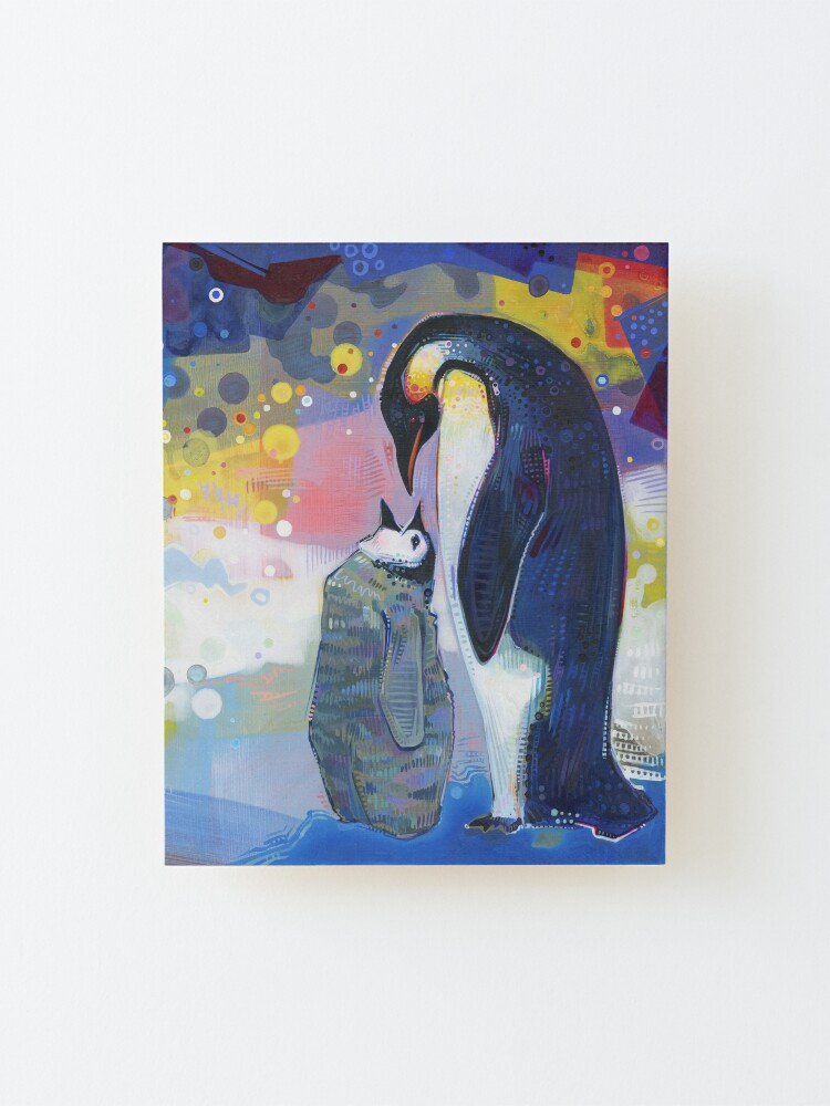 Alternate view of Emperor Penguin Baby and Parent Painting - 2012 Mounted Print