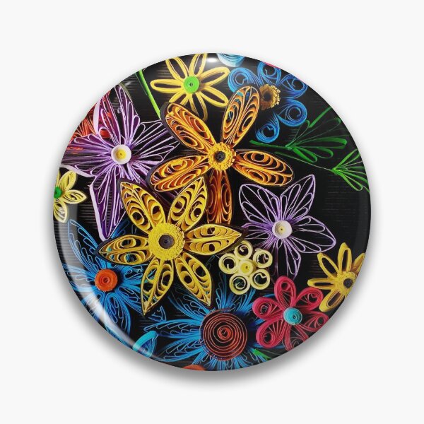 Item preview, Vivid multicolour quilled flowers on black background (THIS IS A PRINT) designed and sold by folkyouall.