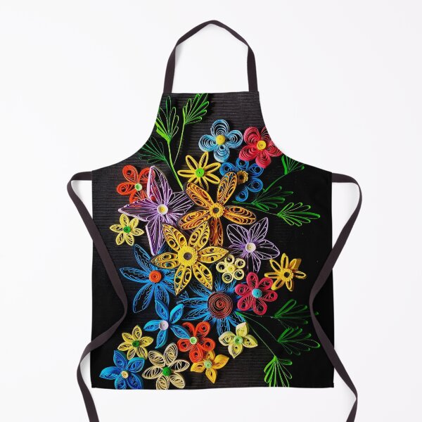 Item preview, Vivid multicolour quilled flowers on black background (THIS IS A PRINT) designed and sold by folkyouall.