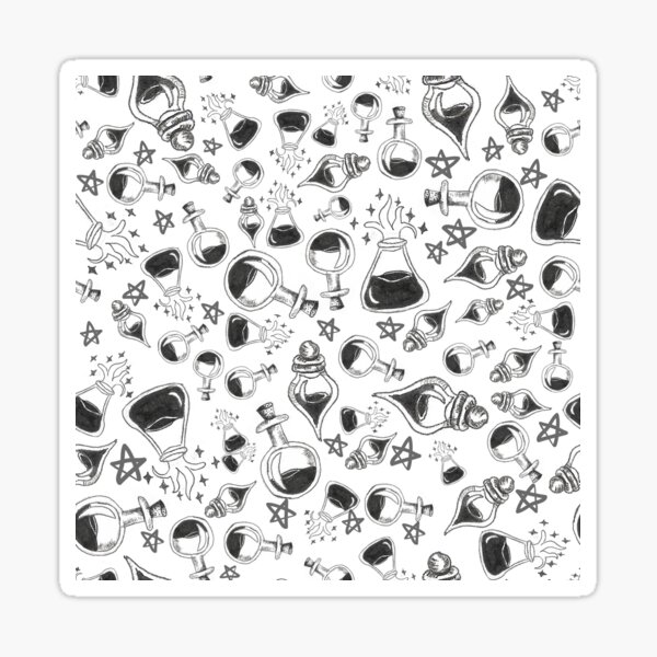 Halloween Potion Bottles Pattern in White Sticker