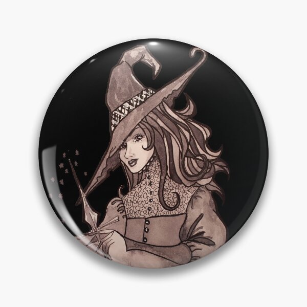 Item preview, Halloween Witch with Blade doing witchcraft in vintage sepia  designed and sold by Jetgirlcomet.