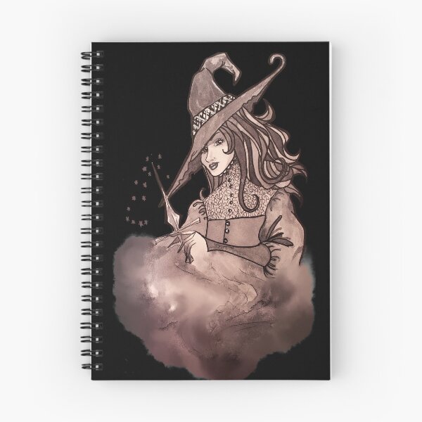 Item preview, Halloween Witch with Blade doing witchcraft in vintage sepia  designed and sold by Jetgirlcomet.