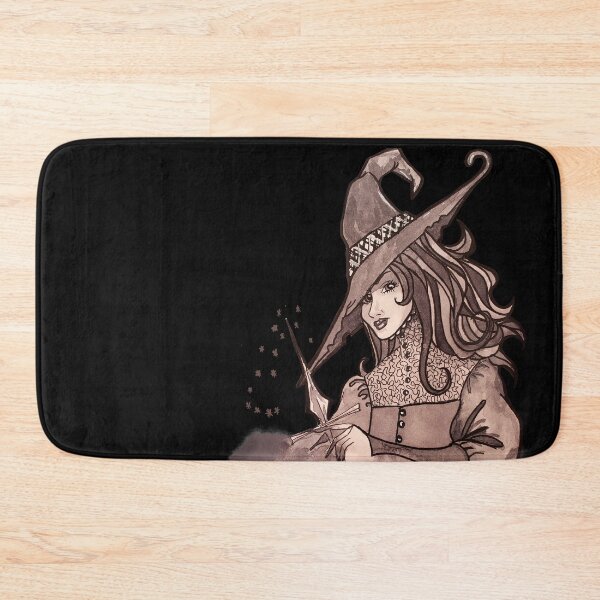 Item preview, Halloween Witch with Blade doing witchcraft in vintage sepia  designed and sold by Jetgirlcomet.