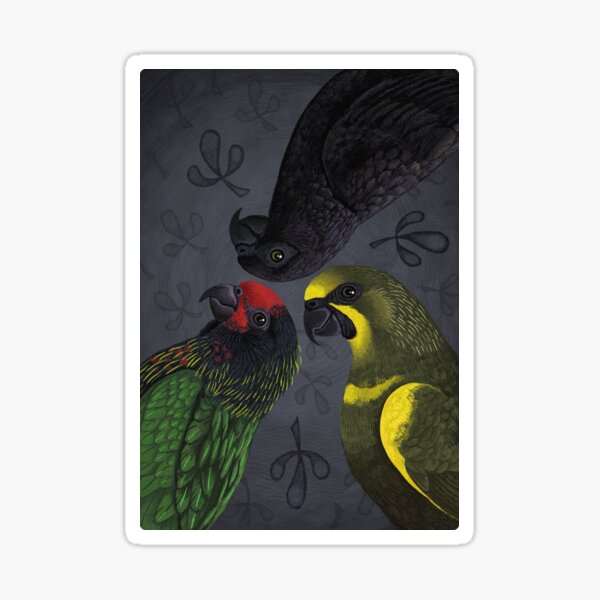 Vista previa del artículo con la obra «Cubierta de loros: 3 de clubes», diseñado y vendido por Renee LeCompte.