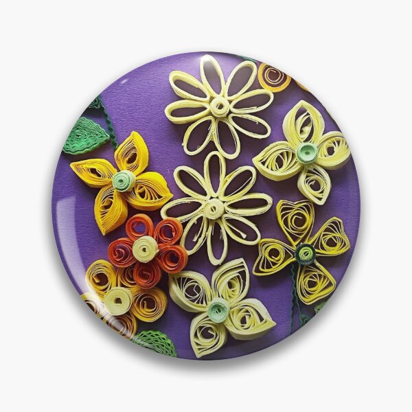 Item preview, Vivid multicolour quilled flowers on gradient purple background (THIS IS A PRINT) designed and sold by folkyouall.