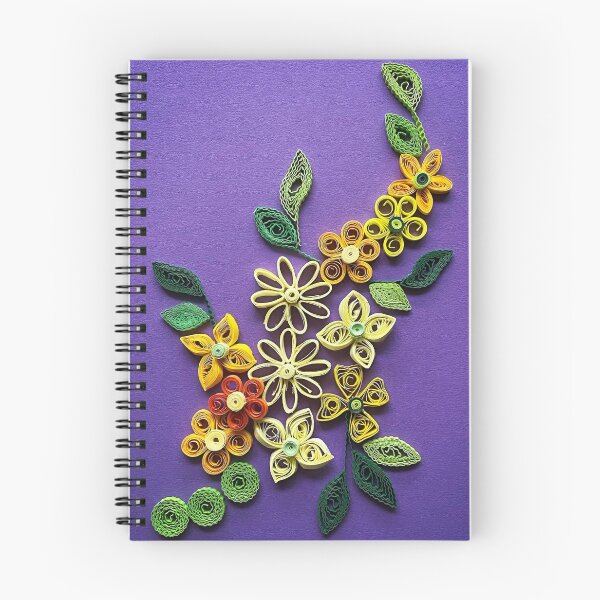Item preview, Vivid multicolour quilled flowers on gradient purple background (THIS IS A PRINT) designed and sold by folkyouall.
