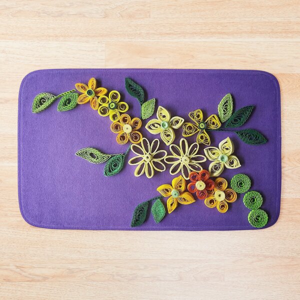 Item preview, Vivid multicolour quilled flowers on gradient purple background (THIS IS A PRINT) designed and sold by folkyouall.