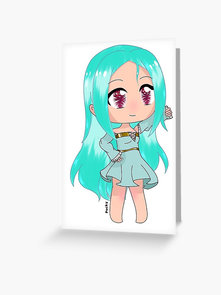 Gacha Life Gacha Girl With Aqua Hair Greeting Card By Pockyartstudio Redbubble