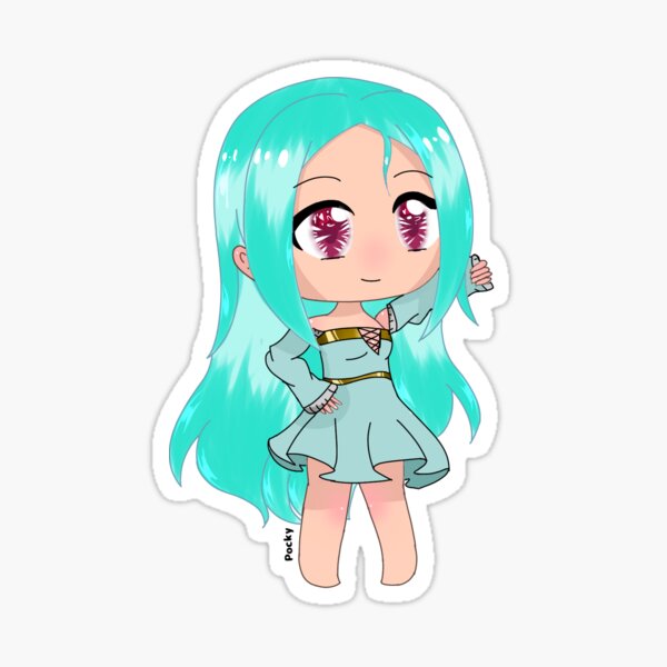 Gacha Life Gacha Girl With Aqua Hair Sticker By Pockyartstudio Redbubble