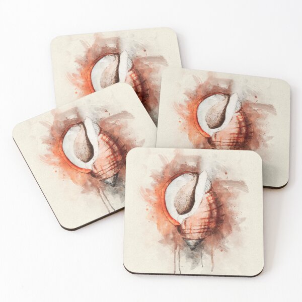 Item preview, Pintura de acuarela de concha de mar costera tropical designed and sold by SilverSpiral.