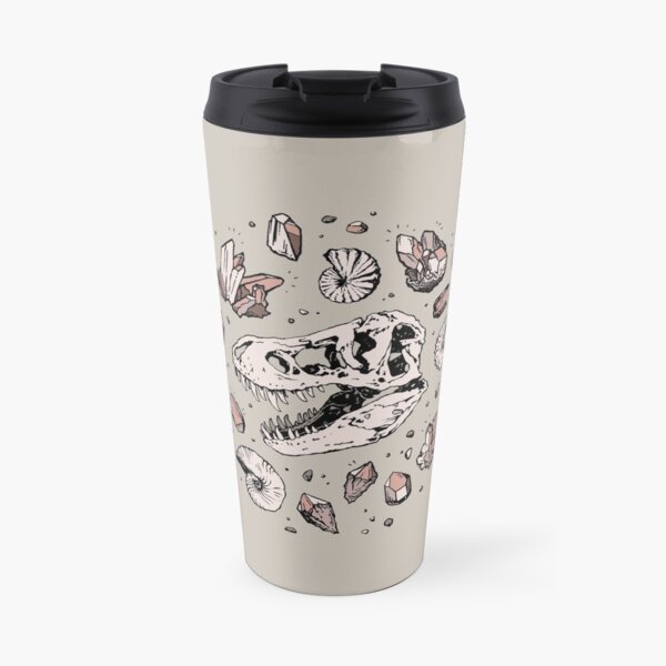 Geo-rex Vortex | Rose Quartz | Dinosaur Skull Fossil Art Travel Mug