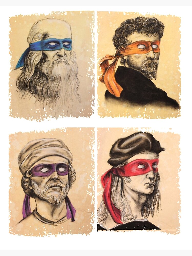 Teenage Mutant Ninja Artists Tmnt Leonardo Donatello Raphael Michelangelo  Parody Renaissance Ninja Turtle Funny Men Women Kid Baby 