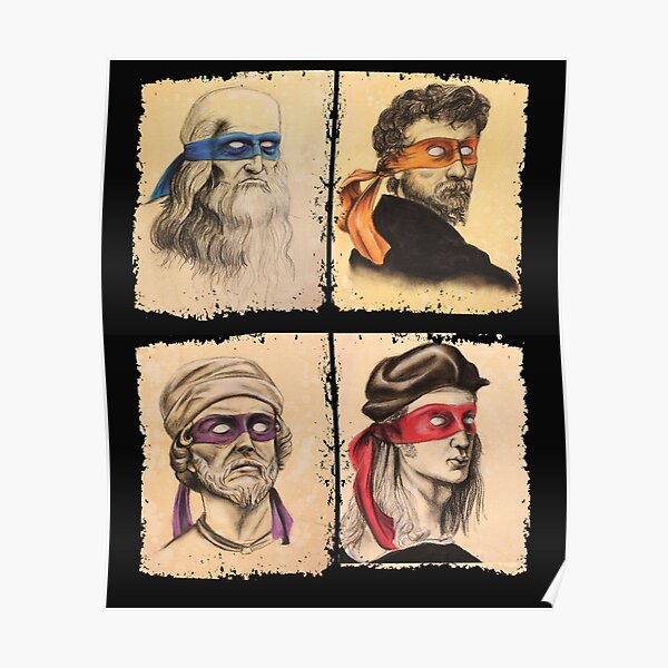 Funny Italian Artists Turtles Art Lovers Gift Renaissance Ninja Artists for women men Poster
