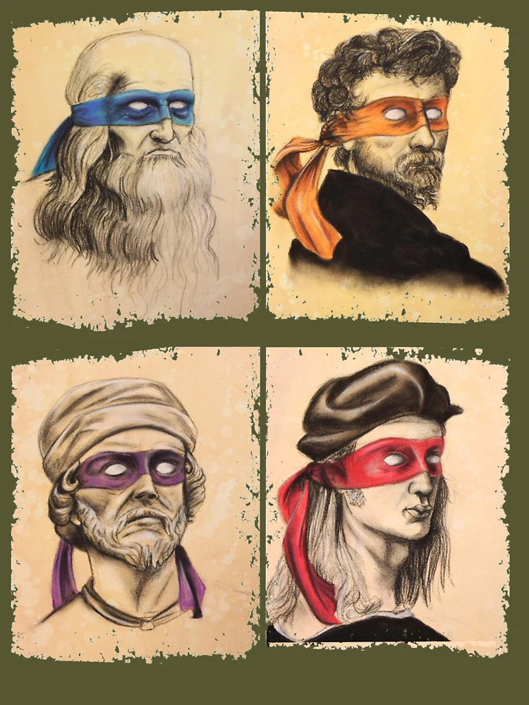 Teenage Mutant Ninja Artists Tmnt Leonardo Donatello Raphael Michelangelo  Parody Renaissance Ninja Turtle Funny Men Women Kid Baby 