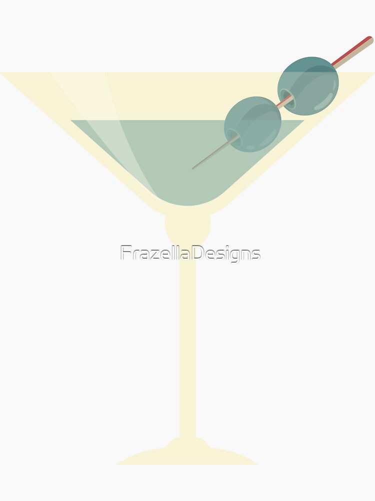 "Martini Shaken not Stirred Cocktail Pattern" Sticker by