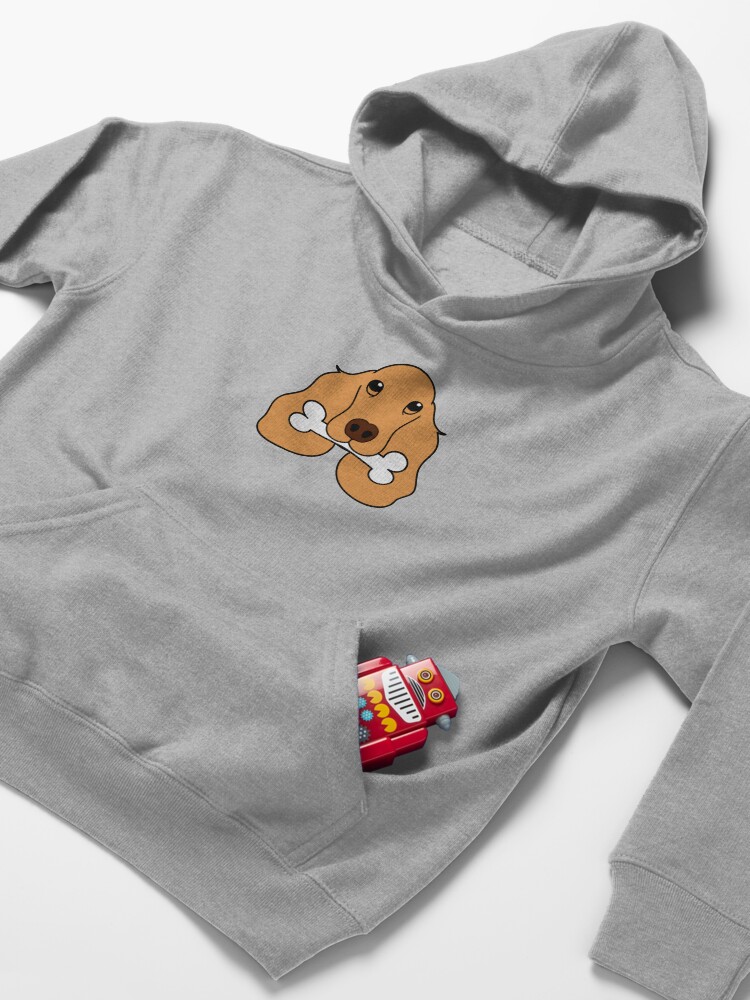 Alternate view of English Cocker Spaniel Loves Bone Kids Pullover Hoodie
