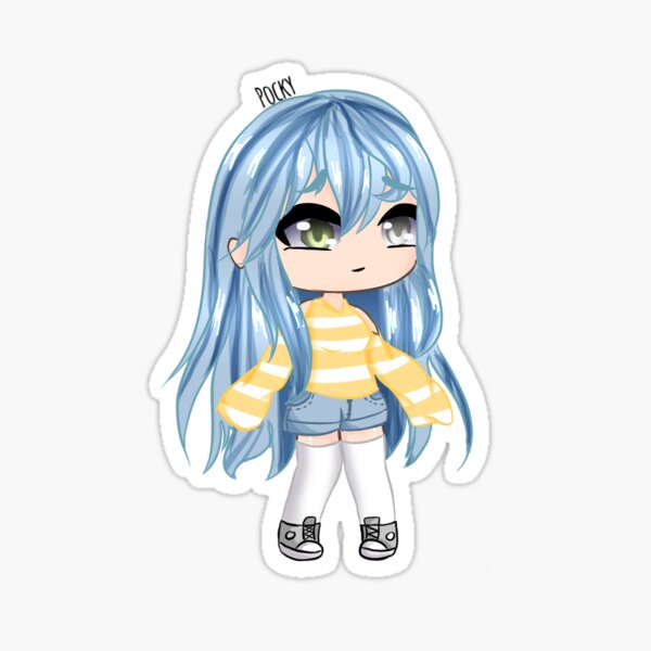 Gacha Girl With Blue Hair Sticker By Pockyartstudio Redbubble