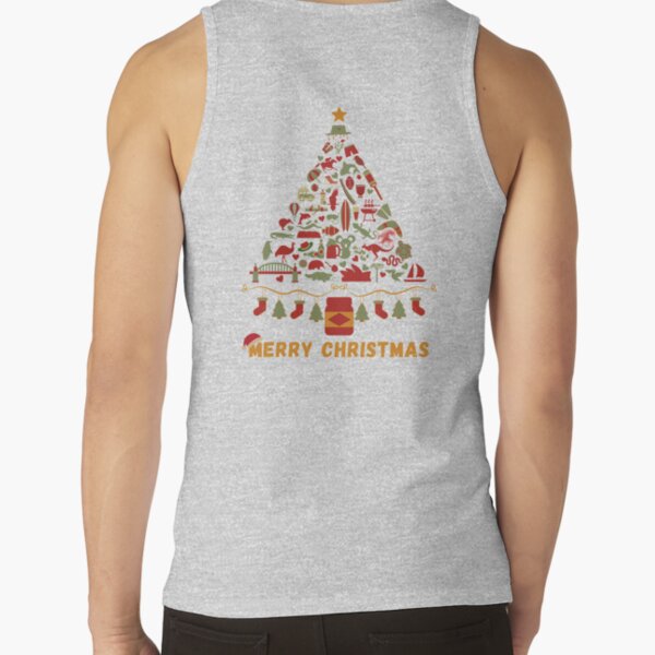 Item preview, Merry Christmas Australia | Australian Christmas Tree Made Up of Icons/Symbols  (in Vintage Xmas Colors, also available in Bright Colors) designed and sold by InkItStudio.