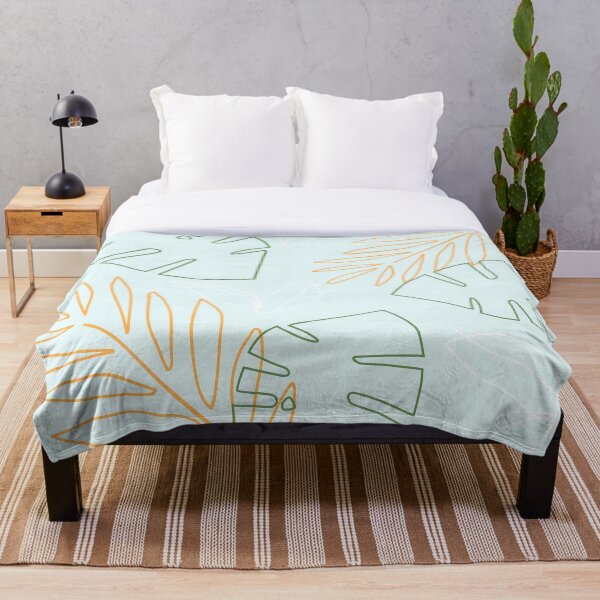 Item preview, Blue Green and Orange Palm Leaf Print designed and sold by AlexandraStr.