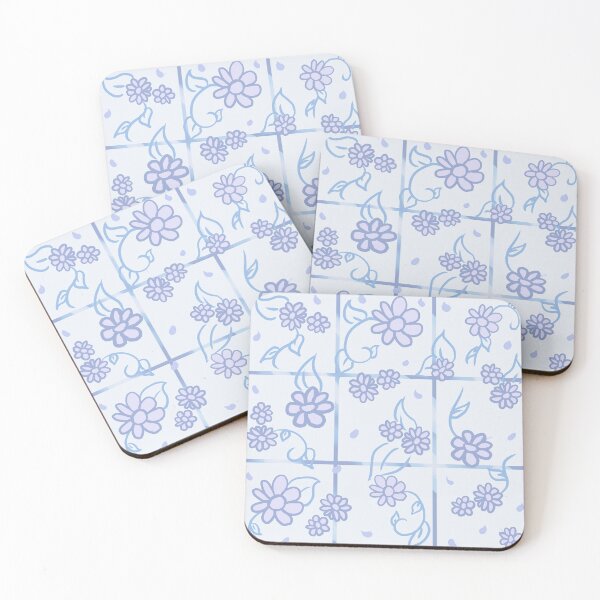 Item preview, Blue Flower Grid Pattern designed and sold by Comfy-Creations.
