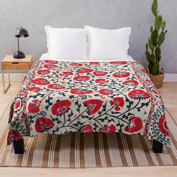 Item preview, Shakhrisyabz Suzani Uzbekistan Floral Embroidery Print designed and sold by Vicky Brago-Mitchell®.