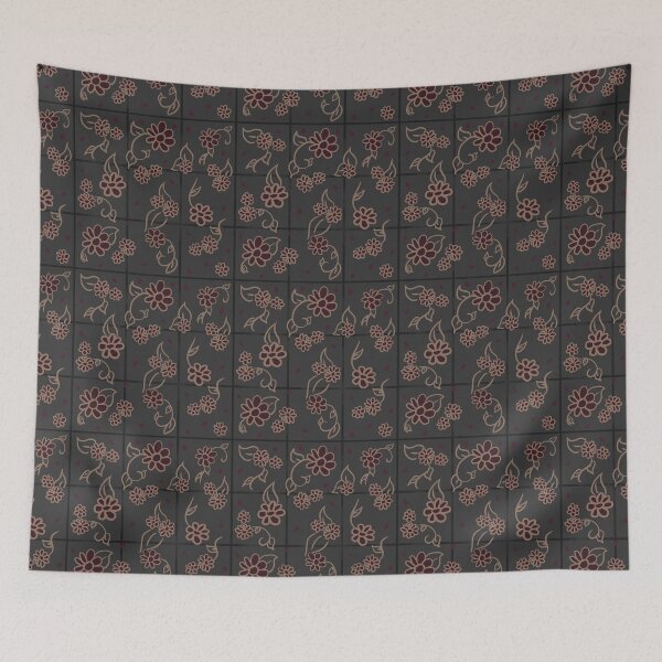 Item preview, Red and Black Flower Grid Pattern designed and sold by Comfy-Creations.