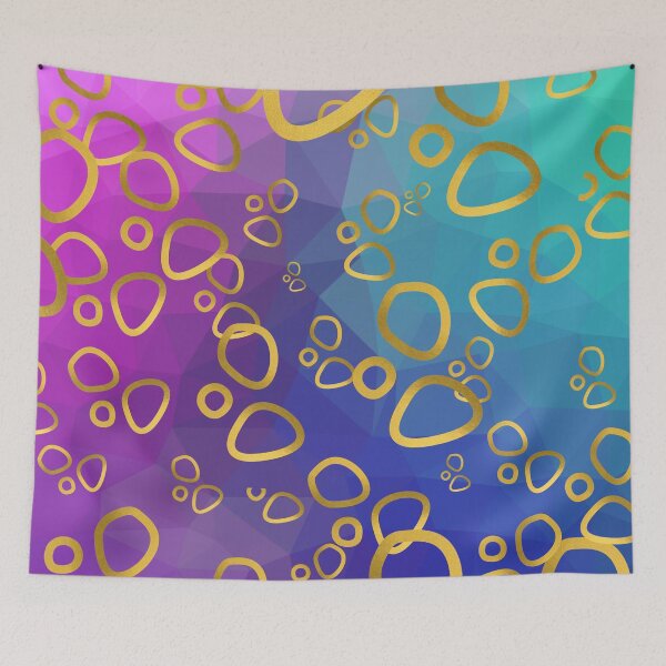 Artikelvorschau, Geometrischer bunter Hintergrund mit Goldringen. entworfen und verkauft von DaughterofYah.