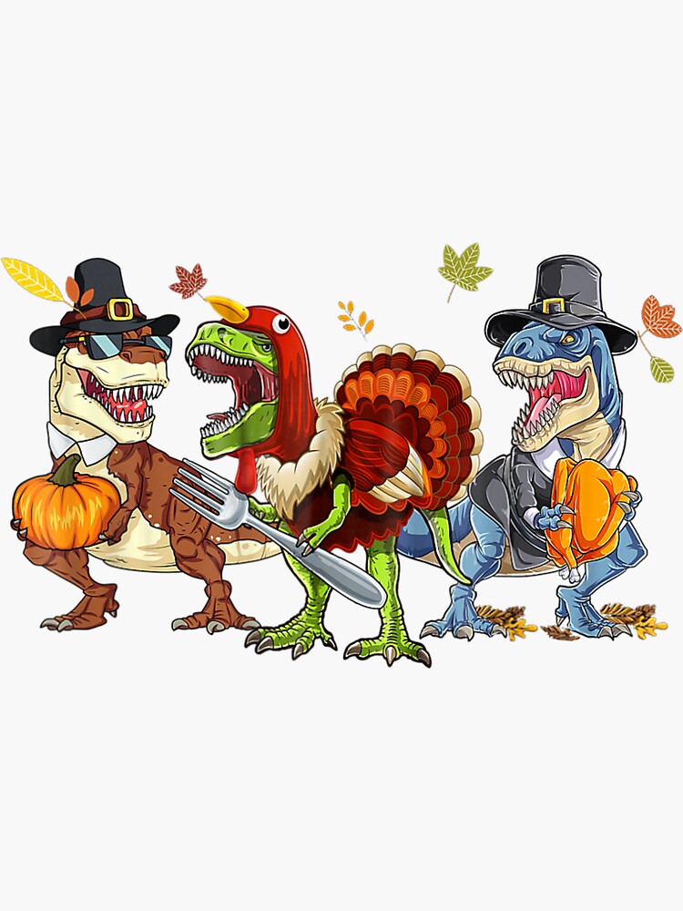 Dinosaur Rawr Thanksgiving Boys Turkey Saurus T Rex Pilgrim T-Shirt