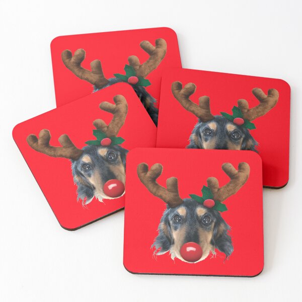 Item preview, Christmas Dachshund Rudolph Reindeer designed and sold by GlitterChimp.