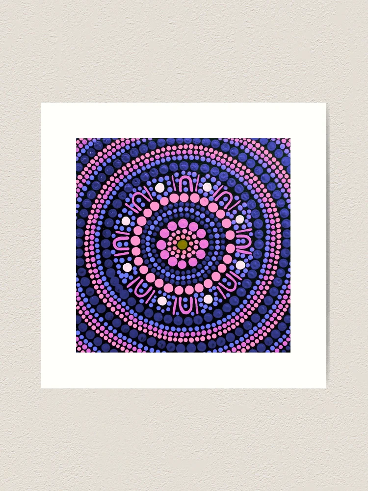 Australian Aboriginal Art Dot Painting Mandala Pink and Blue Art Board  Print for Sale by GhostGumDesigns