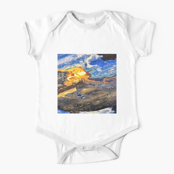 Colorful Acrylic Abstract Ocean Beach Shore Short Sleeve Baby One-Piece