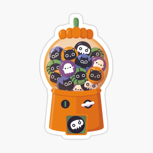 Vista previa del artículo con la obra «Linda máquina dispensadora de calabaza y dulces de Halloween», diseñado y vendido por rustydoodle.
