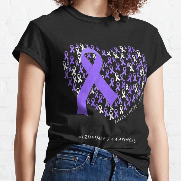 Faith Hope Love Alzheimer Awareness Cancer Ribbon Heart Classic T-Shirt