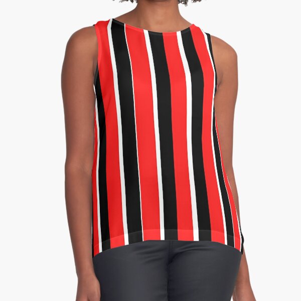 Blusa sin mangas «Rojo blanco y negro a rayas» de PharrisArt | Redbubble