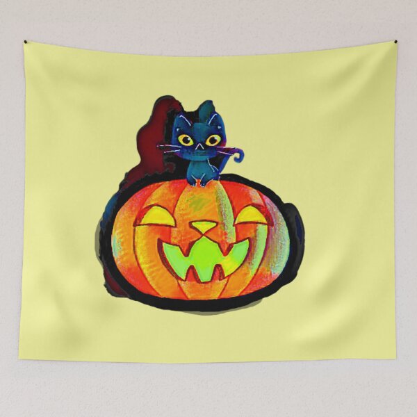 Item preview, Halloween Pumpkin Cat (black cat on pumpkin) designed and sold by HamiltonmagicTs.