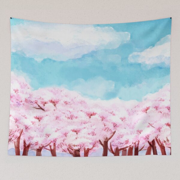 Item preview, Watercolor Spring Cherry Blossom Landscape designed and sold by Vector Scout Lab.