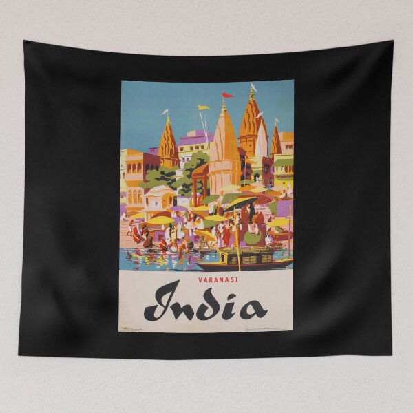 Item preview, Varanasi India retro poster designed and sold by CorasPosters.