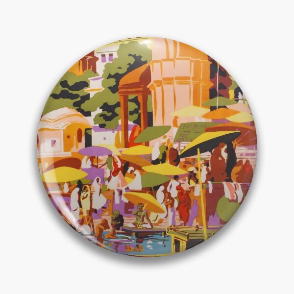 Item preview, Varanasi India retro poster designed and sold by CorasPosters.